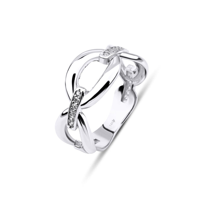 beyaz altın pırlantalı kalın zincir yüzük