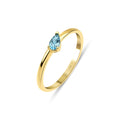 14 Ayar Altın Damla Kesim Doğal Blue Topaz Yüzük