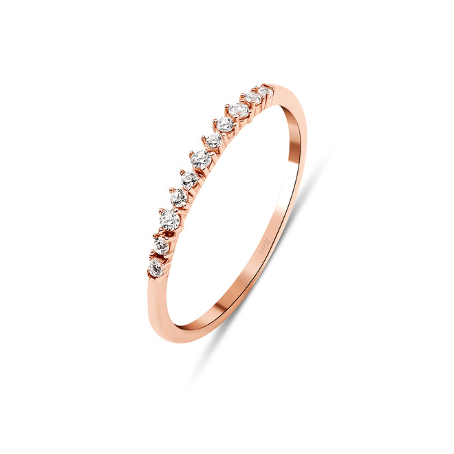 zirkon taşlı rose altın ince yarım tur kadın yüzük