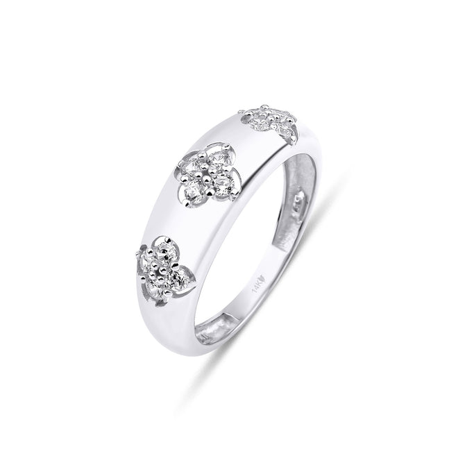 14 ayar altın beyaz 4 yapraklı yonca şans yüzüğü