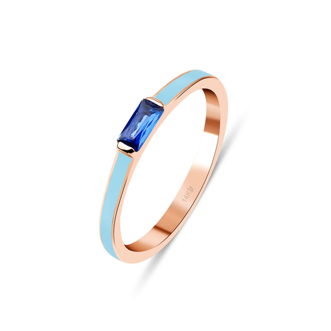 14 ayar rose altın mavi mineli kadın yüzük