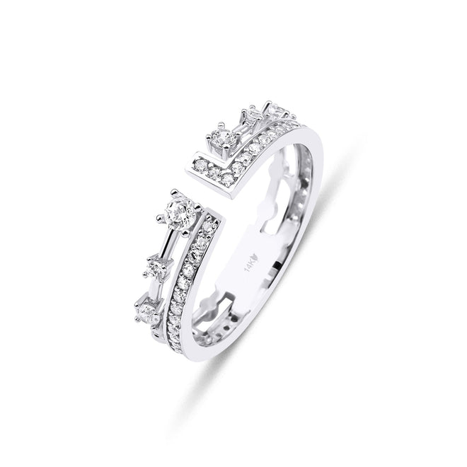 tamtur baget çift sıra açık beyaz yüzük