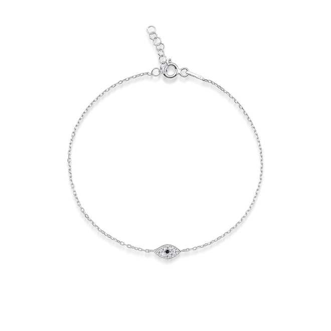 nazar boncuklu beyaz altın kadın bileklik