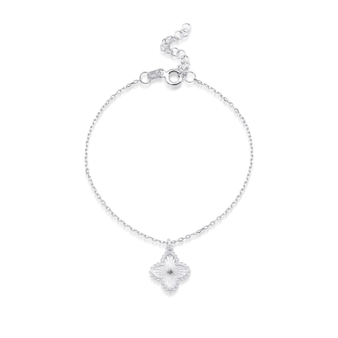 14 ayar altın Vintage beaded clover bileklik beyaz