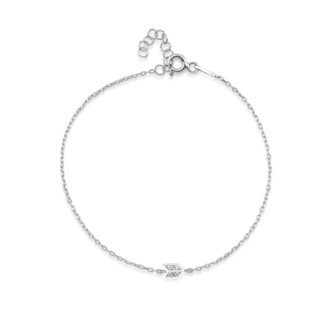 14 ayar beyaz altın ok bileklik