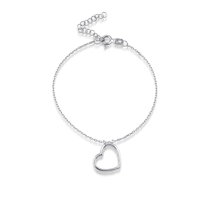 beyaz altın kalpli zincir bileklik