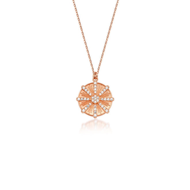 14 ayar altın sun ray charm kolye rose 