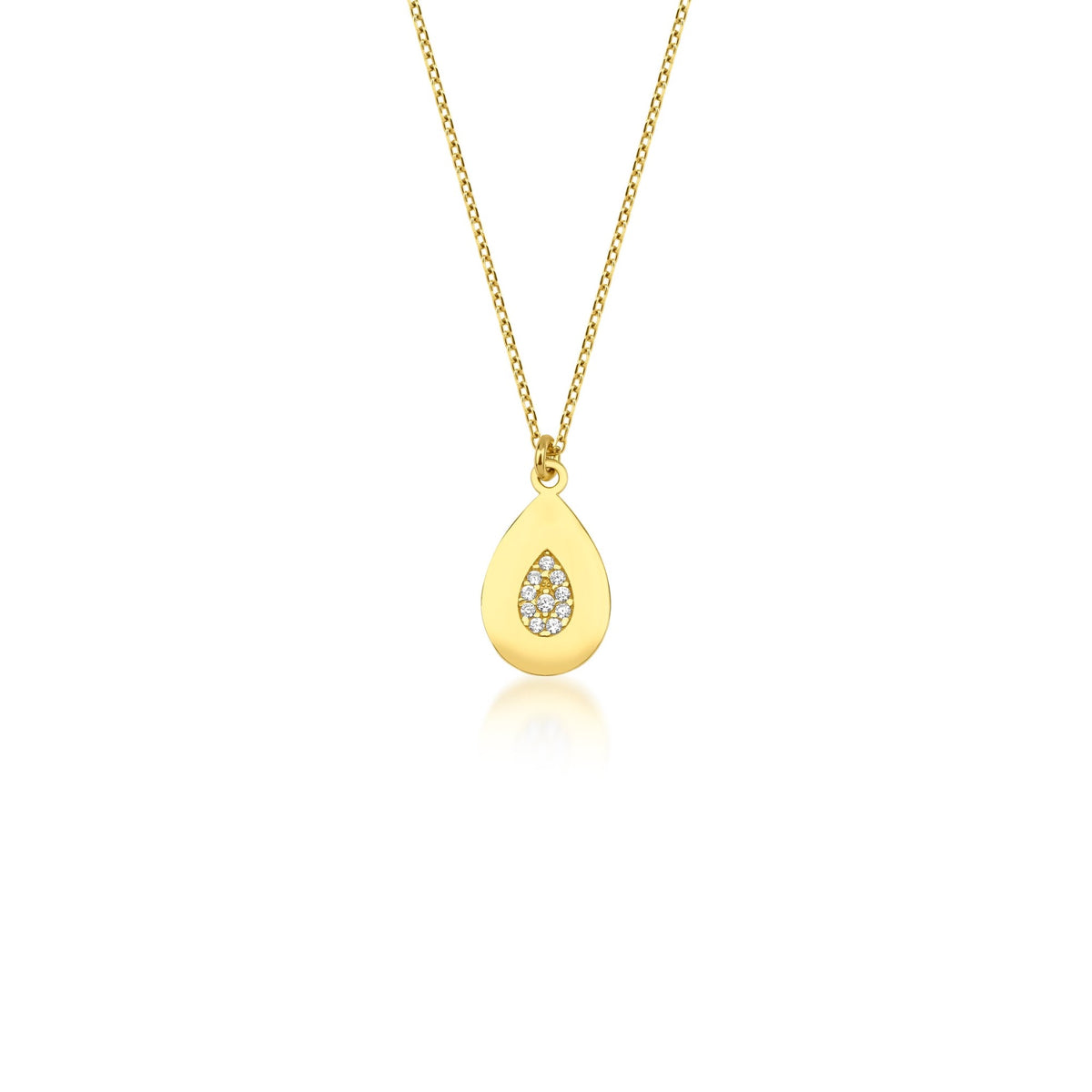 0.078 Karat Pırlantalı Damla Zincir Kolye