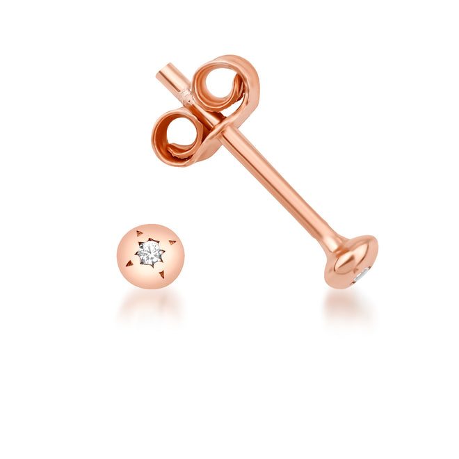 14 ayar altın pırıltılı topçuk küpe rose