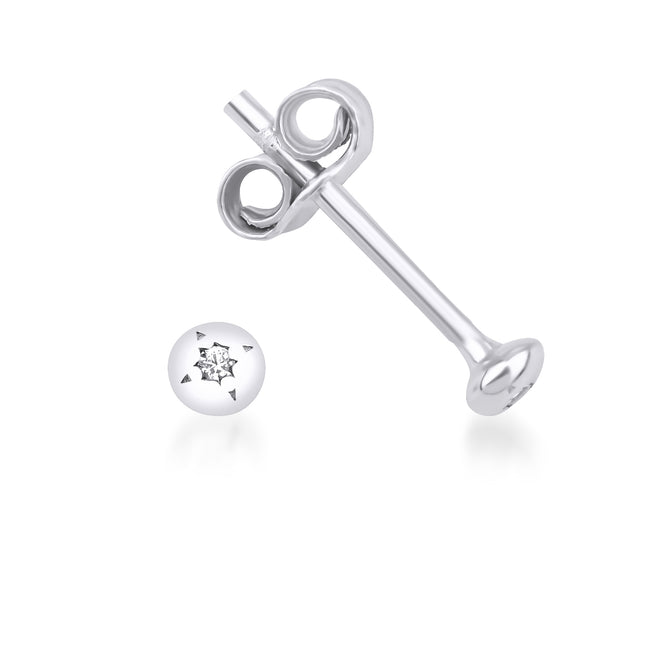 14 ayar altın pırıltılı topçuk küpe beyaz