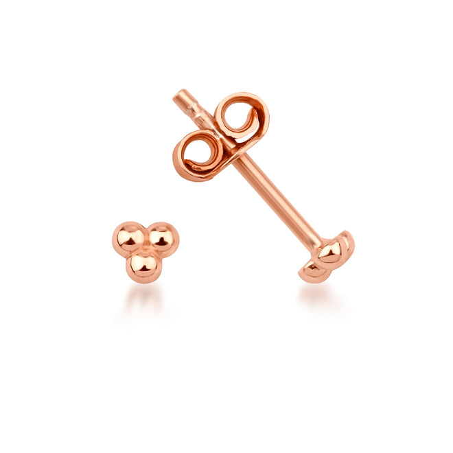 3 top, 14 ayar altın minimal küpe rose