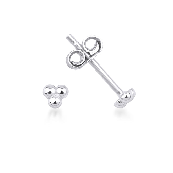 3 top, 14 ayar altın minimal küpe beyaz