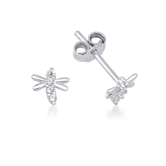 14 ayar beyaz altın arı çivi küpe