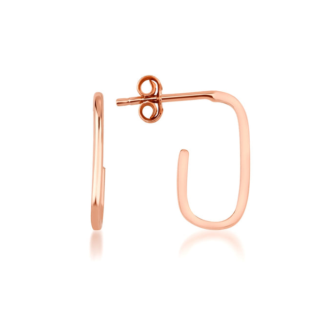 14 ayar altın solid gold open paper clip hoop küpe rose versiyon 