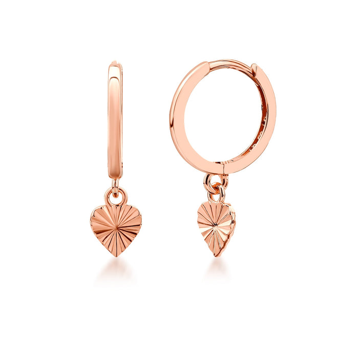 Rose altın retro kalpli sallantılı mini halka küpe