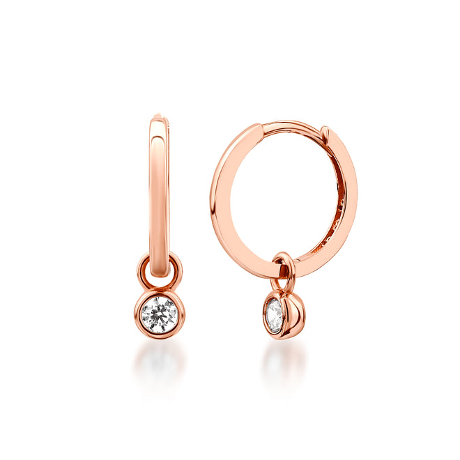 14 ayar altın solitaire drop chart küpe rose