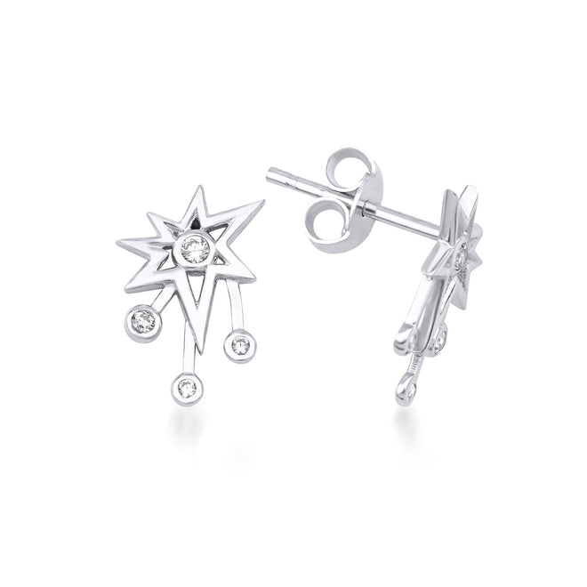 beyaz altın zirkon taşlı celestial çivi küpe