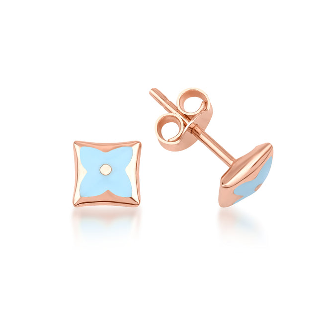 bebe mavisi mineli rose altın küpe