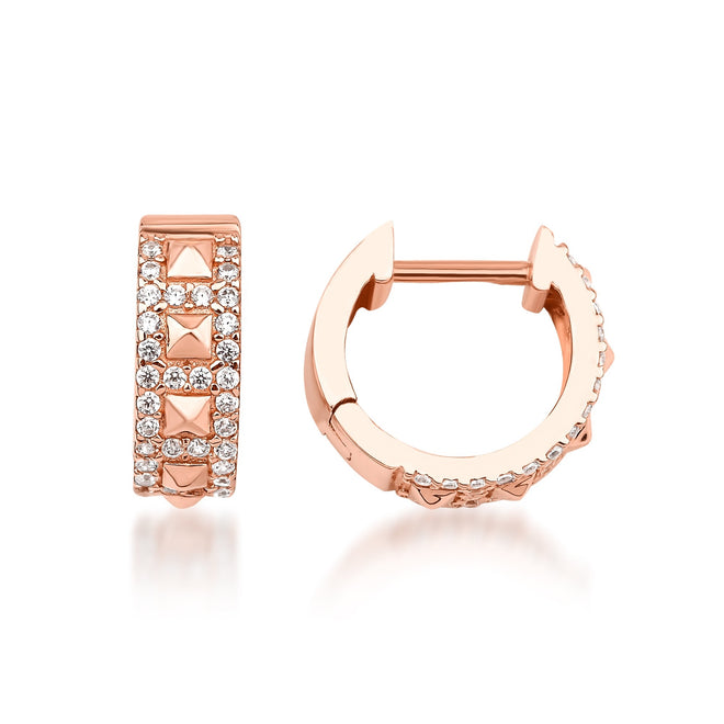 ışıltılı piramit mini halka küpe rose versiyon