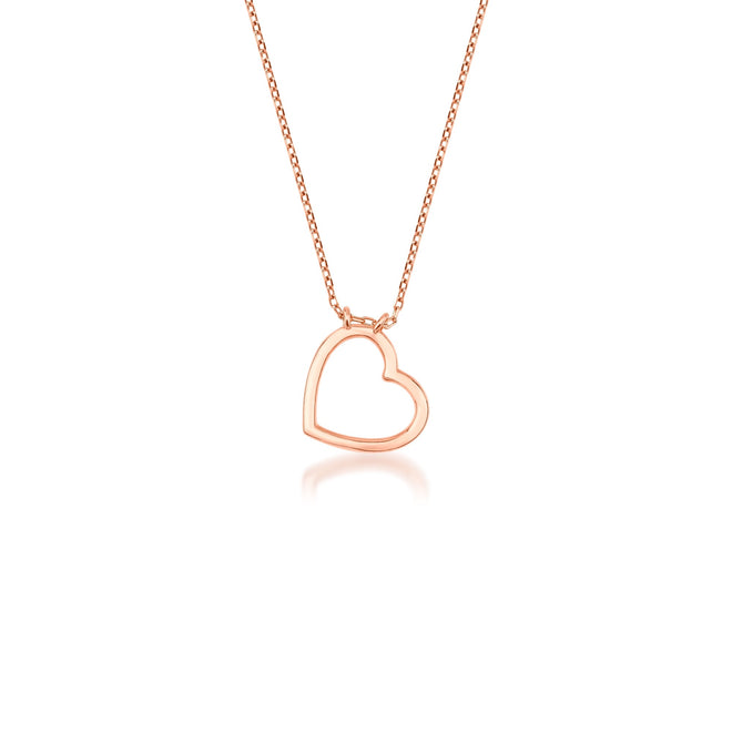 14 ayar altın açık kalpli zincir kolye rose