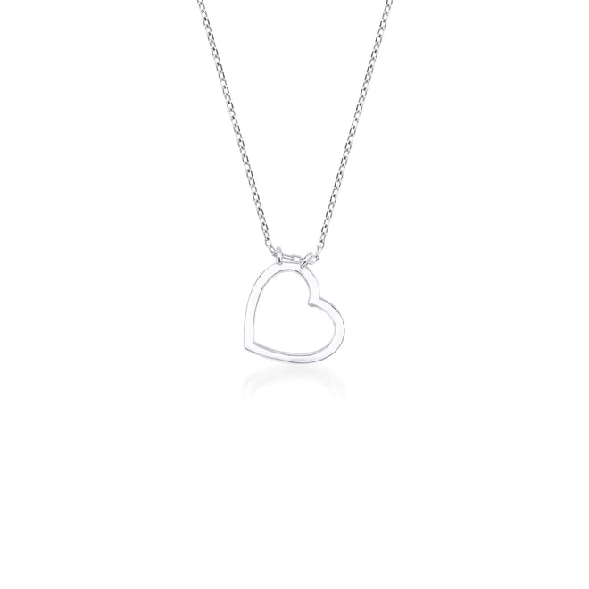 14 ayar altın açık kalpli zincir kolye beyaz