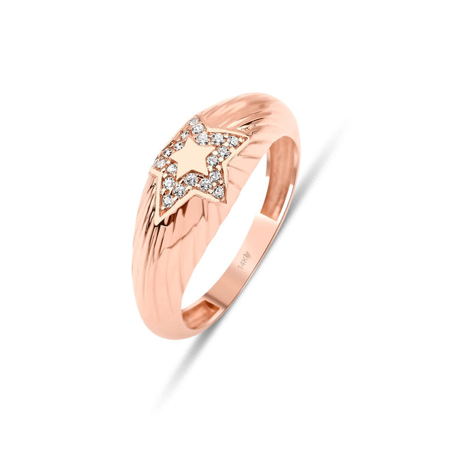 14 ayar altın star gold dome yüzük rose versiyon