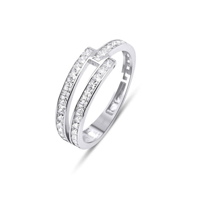 14 ayar altın prenses kesim tamtur yüzük beyaz versiyon