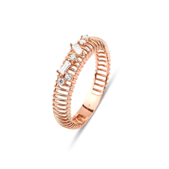 14 ayar altın Vintage band ışıltılı yüzük rose