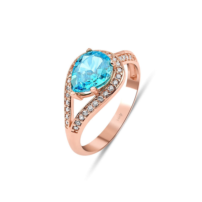 mavi tektaş rose yüzük