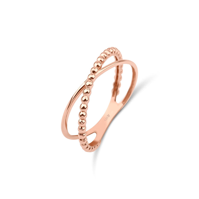 14 ayar rose altın crossover yüzük