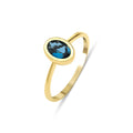 14 Ayar Altın Doğal London Blue Topaz Tektaş Yüzük