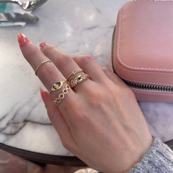 14 ayar altın yaprak tamtur kadın yüzük detay