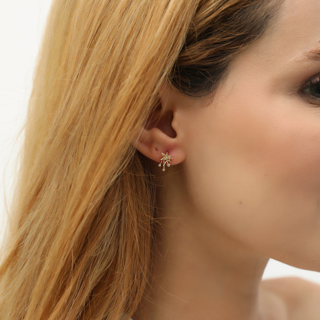 zirkon taşlı celestial çivi küpe görünüm