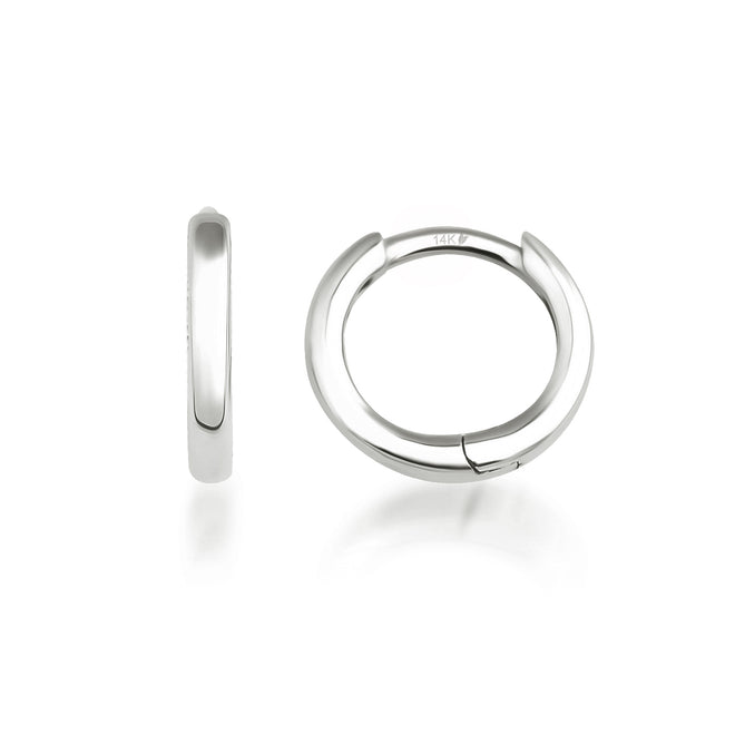 mini solid gold hoop kadın küpe beyaz altın