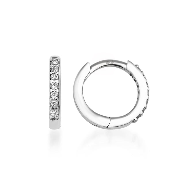 beyaz altın pırlantalı kadın mini halka küpe