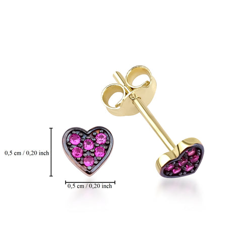 14 Ayar Altın Sweetheart Black Rhodium Çivi Küpe