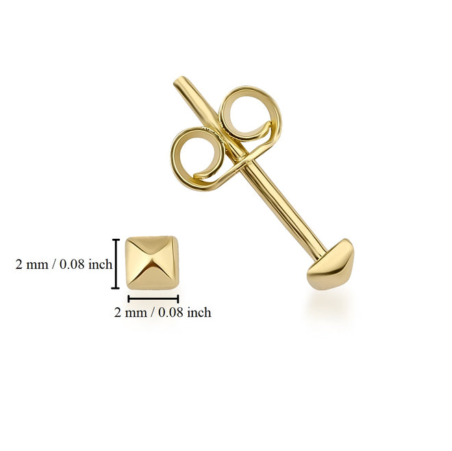 mini piramit 14 ayar altın kadın çivi küpe ölçüler