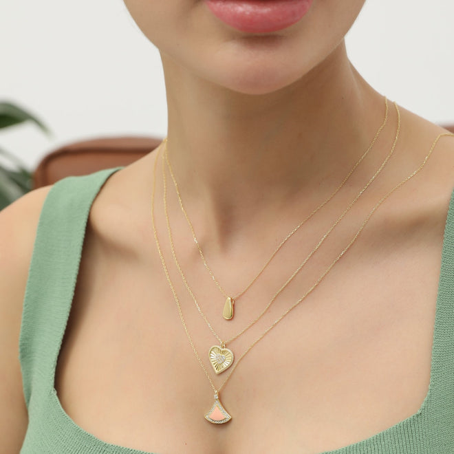 14 Ayar Altın Pure Gold Teardrop  Kolye