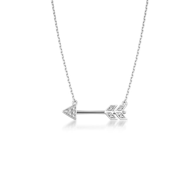 beyaz altın ok şeklinde zincir kolye