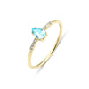 0.09 Karat Pırlanta Yan Taşlı Damla Blue Topaz Yüzük
