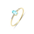 0.09 Karat Pırlanta Yan Taşlı Damla Blue Topaz Yüzük