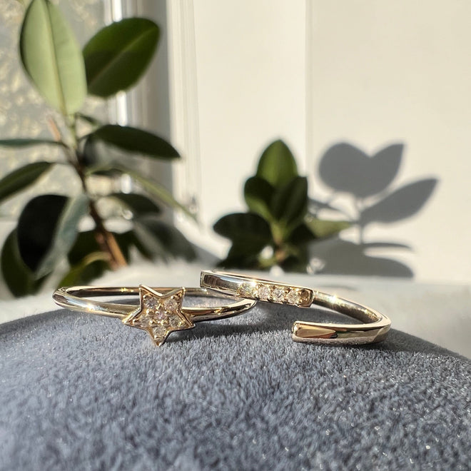 14 ayar altın wishing star yüzük doğal çekim