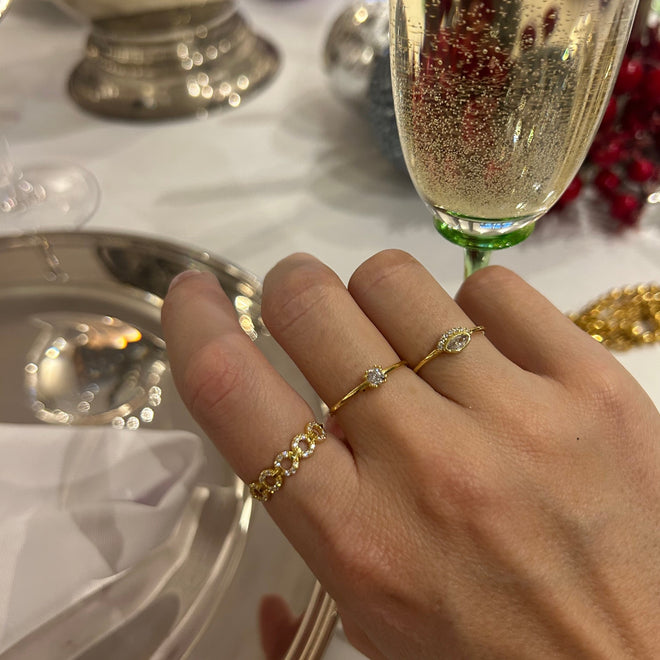 14 ayar altın mini zincir yüzük çoklu kullanım