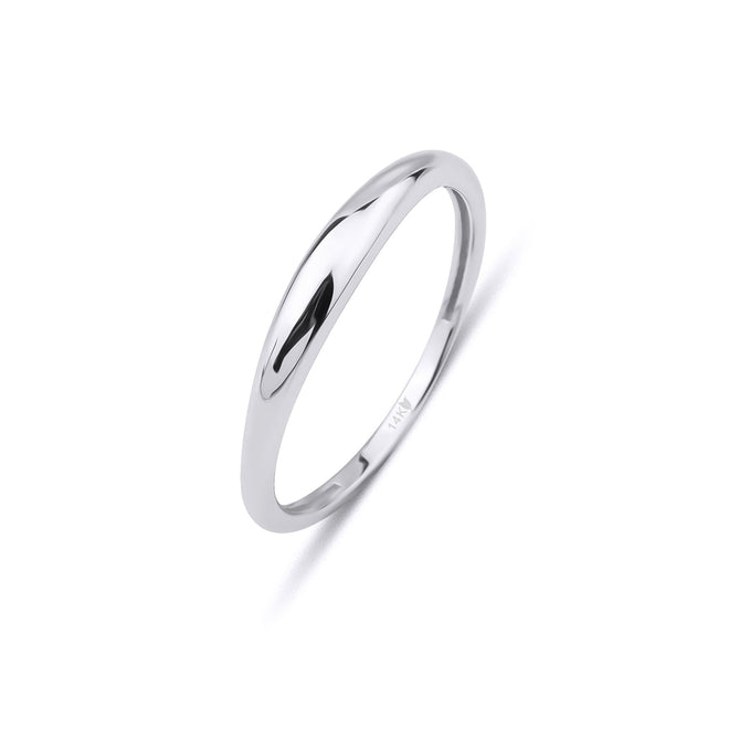 14 ayar beyaz altın minimal dome yüzük