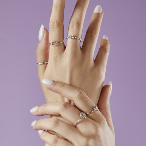 14 Ayar Altın Open Rectangle Diamond Link Yüzük
