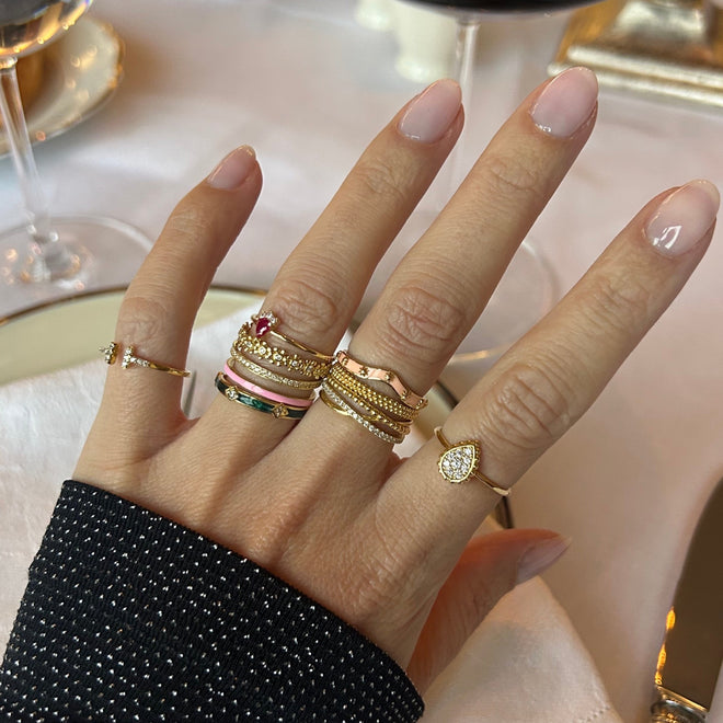 14 ayar yeşil mineli kadın yüzükler