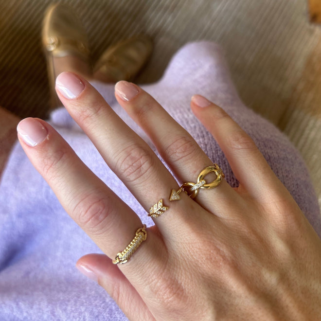 14 ayar altın kalın zincir yüzük kombin