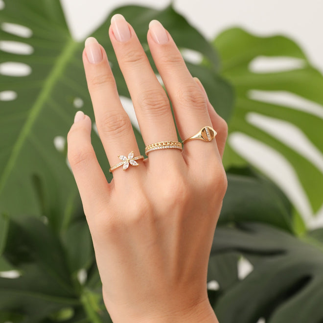 çift sıra altın yüzük detay görünüm