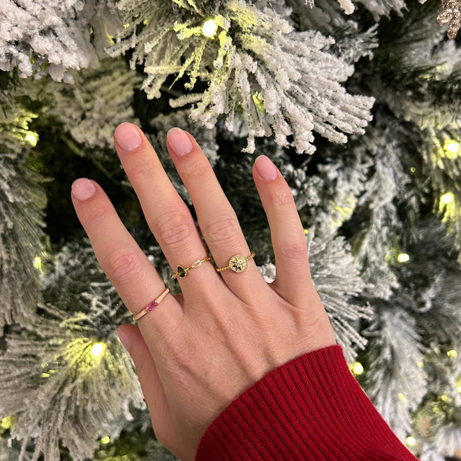 14 Ayar Altın Mineli Baget Taşlı Yüzük