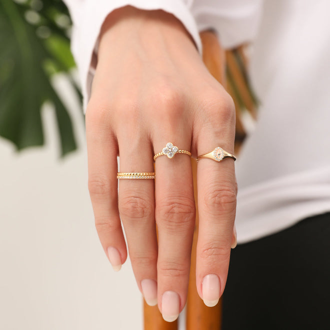 14 Ayar Altın Lila Mineli Mühür Yüzük